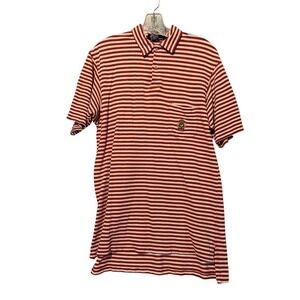 Polo Ralph Lauren Striped Crest Emblem Short Sleeve Polo Mens Med‎ USA Made Flaw